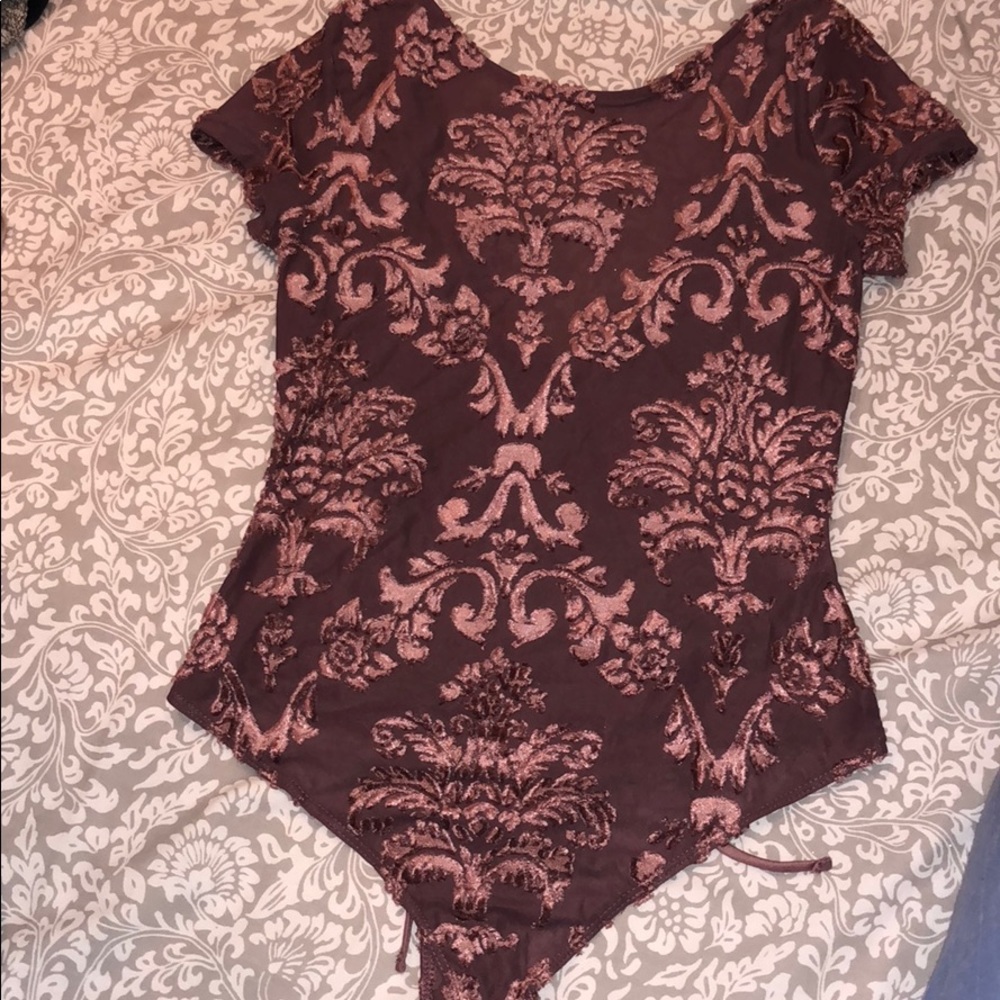 KNIT MUAVE VELVET/SHEER BODYSUIT